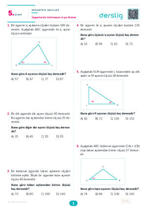 Üçgenlerde Verilmeyen Açıyı Bulma Yaprak Testi (Maarif Model)