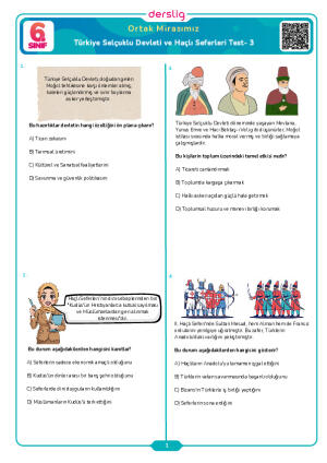 Türkiye Selçuklu Devleti ve Haçlı Seferleri Test- 3