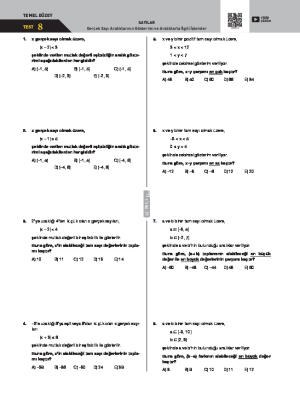 Gerçek Sayı Aralıklarının Gösterim ve İşlemleri Test -8