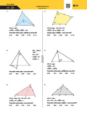 Üçgende Açı ve Kenarlarla İlgili Özellikler Testi 29