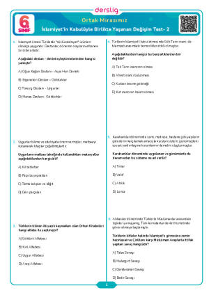 İslamiyet'in Kabulüyle Birlikte Yaşanan Değişim Test- 2