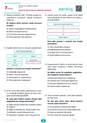 Melek ve Ahiret İnancının Etkisinin Sonuçları Yaprak Testi (Maarif Model)