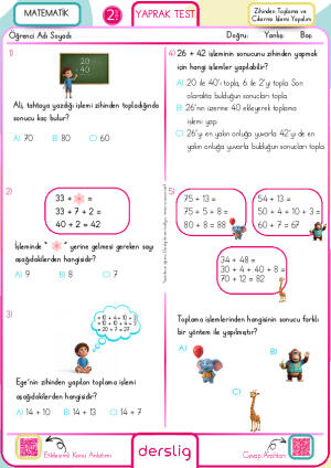 Zihinden Toplama ve Çıkarma İşlemi Yapalım