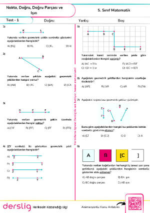 Test 1 - Nokta, Doğru, Doğru Parçası ve Işın
