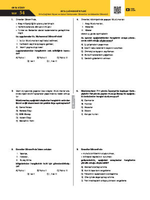 Test-54 Orta Çağ’daki Siyasi ve Askerî Gelişmeler (Emeviler ve Abbasiler Dönemi)