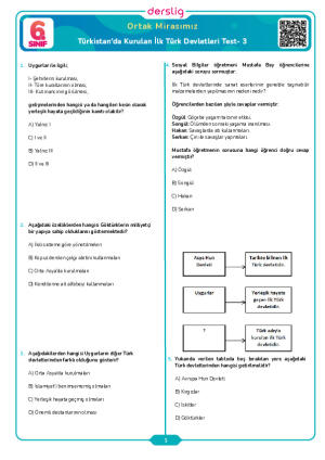Türkistan’da Kurulan İlk Türk Devletleri Test- 3