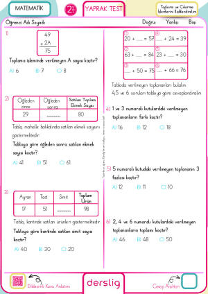 Toplama ve Çıkarma İşlemlerini İlişkilendirelim