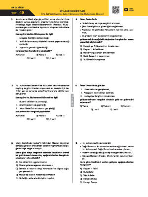 Test-48 Orta Çağ’daki Siyasi ve Askerî Gelişmeler (Hz. Muhammed Dönemi)