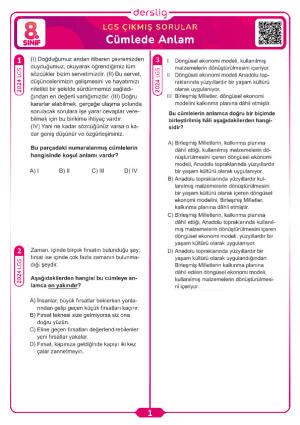 Cümlede Anlam LGS Çıkmış Sorular