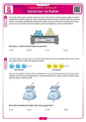 Çarpanlar ve Katlar LGS Çıkmış Sorular