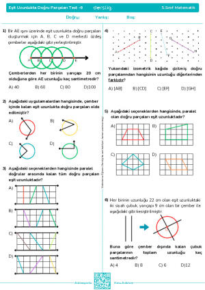 Eşit Uzunlukta Doğru Parçaları Test - 6