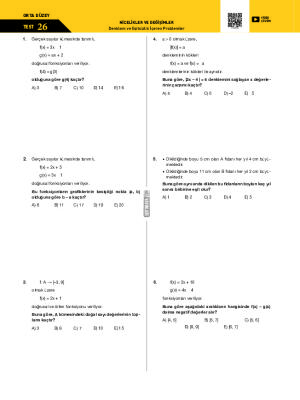 Doğrusal Fonksiyonlarla İfade Edilebilen Denklem ve Eşitsizlik test-26