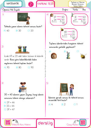 Toplama ve Çıkarma İşleminin Sonucunu Tahmin Edelim