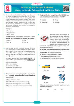 Ulaşım ve İletişim Teknolojilerinin Kültüre Etkisi Testi
