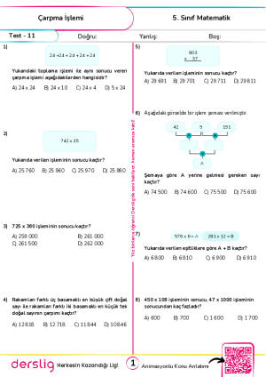 Test 11 - Çarpma İşlemi