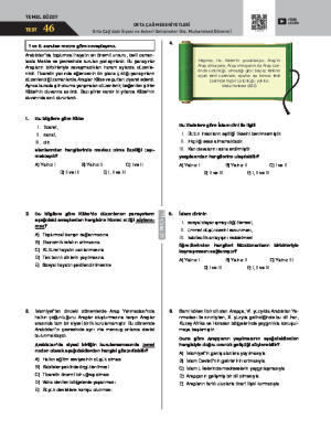 Test-46 Orta Çağ’daki Siyasi ve Askerî Gelişmeler (Hz. Muhammed Dönemi)