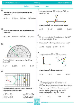 Açıların Ölçüsü Test-8