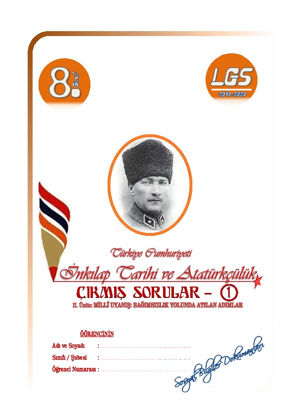 8 Sinif T C Inkilap Tarihi Ve Ataturkculuk Cikmis Sorular Testi 1 Yaprak Test Derslig