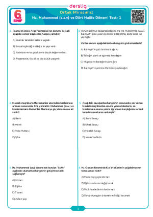 Hz. Muhammed (s.a.v) ve Dört Halife Dönemi Test- 1