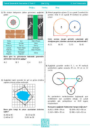 Test 7 - Temel Geometrik Kavramlar 2 (Yeni Nesil)