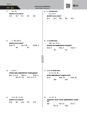 Mutlak Değer Fonksiyonu Yaprak Test -21