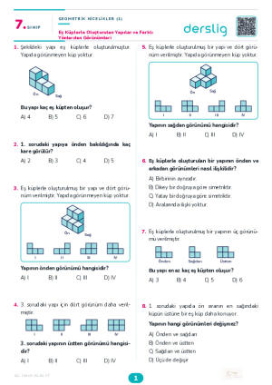 Eş Küplerle Oluşturulan Yapılar ve Farklı Yönlerden Görünümleri Yaprak Testi (Maarif Model)