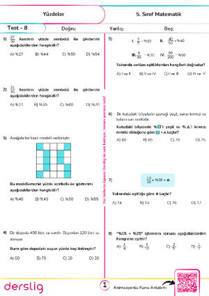 Test - 8 Yüzdeler