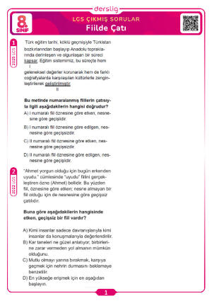 Fiilde Çatı LGS Çıkmış Sorular