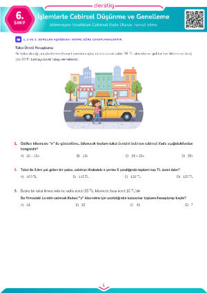 Bilinmeyen Nicelikleri Cebirsel İfade Olarak Temsil Etme (Bağlam Temelli)