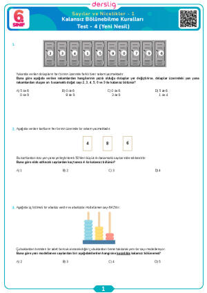 Kalansız Bölünebilme Kuralları Test- 4 (Yeni Nesil)