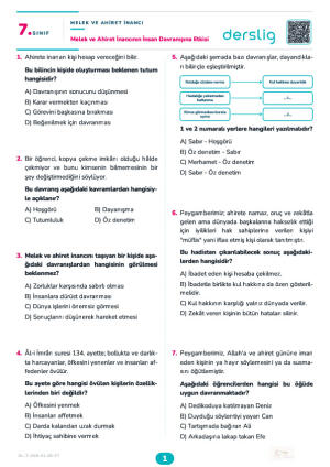 Melek ve Ahiret İnancının İnsan Davranışına Etkisi Yaprak Testi (Maarif Model)