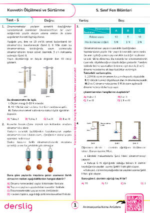 Test 5 - Kuvvetin Ölçülmesi ve Sürtünme