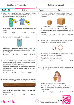 Test 18 - Dört İşlem Problemleri