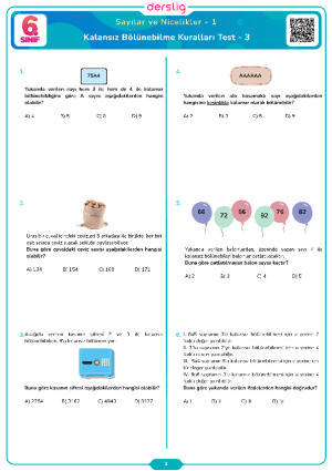 Kalansız Bölünebilme Kuralları Test-3