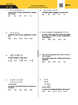 Doğrusal Fonksiyonlarla İfade Edilebilen Denklem ve Eşitsizlik test-25