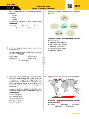 Test-2 Coğrafya Biliminin Konusu ve Bölümleri
