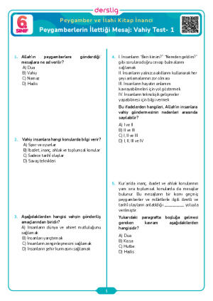 Peygamberlerin İlettiği Mesaj: Vahiy Test- 1