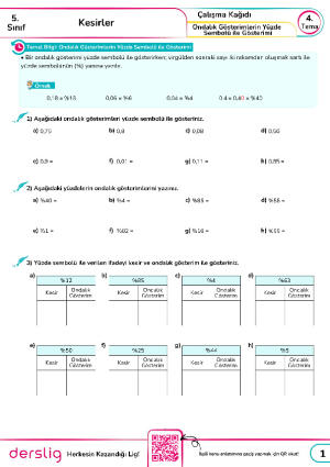 9.Kesir, Ondalık Gösterim ve Yüzde İlişkisi