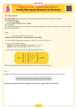 Verileri Kök Yaprak Gösterimi ile Özetleme