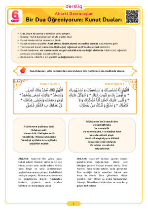 Bir Dua Öğreniyorum: Kunut Duaları