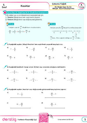 5.Bir Doğal Sayı İle Bir Bileşik Kesri Karşılaştırma