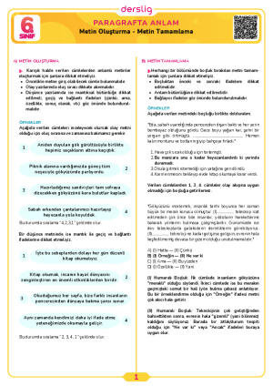 Metin Oluşturma - Metin Tamamlama