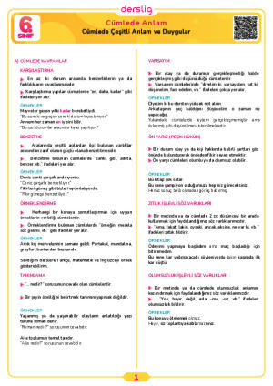 Cümlede Çeşitli Anlam ve Duygular