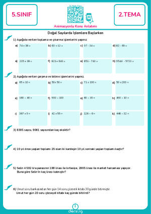 6. Doğal Sayılarda İşlemlere Başlarken