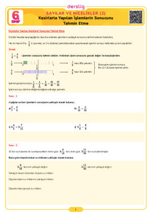 Kesirlerle Yapılan İşlemlerin Sonucunu Tahmin Etme