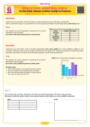 Verileri Sıklık Tablosu ve Sütun Grafiği ile Özetleme