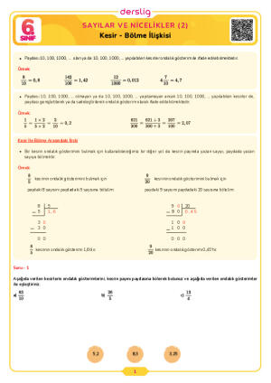 Kesir - Bölme İlişkisi