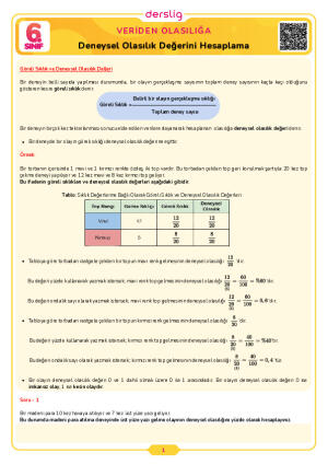 Deneysel Olasılık Değerini Hesaplama