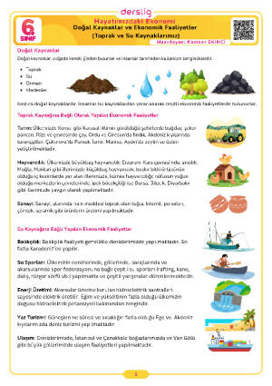 Doğal Kaynaklarımız ve Ekonomik Faaliyetler (Toprak ve Su)