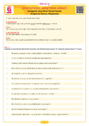 Kategorik veya Nicel Veriye Dayalı Araştırma Sorusu Oluşturma